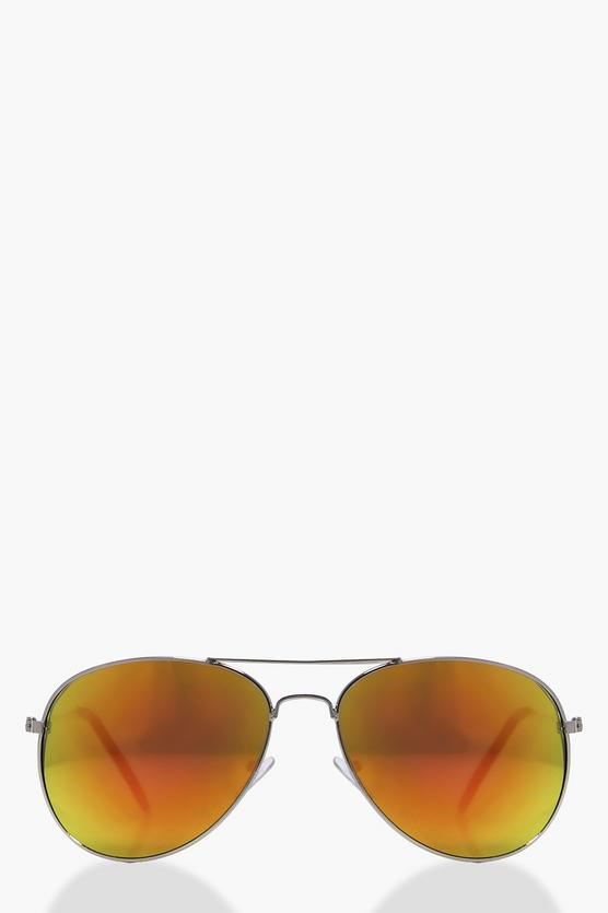 Kate Gold Mirrored Classic Aviator Sunglasses